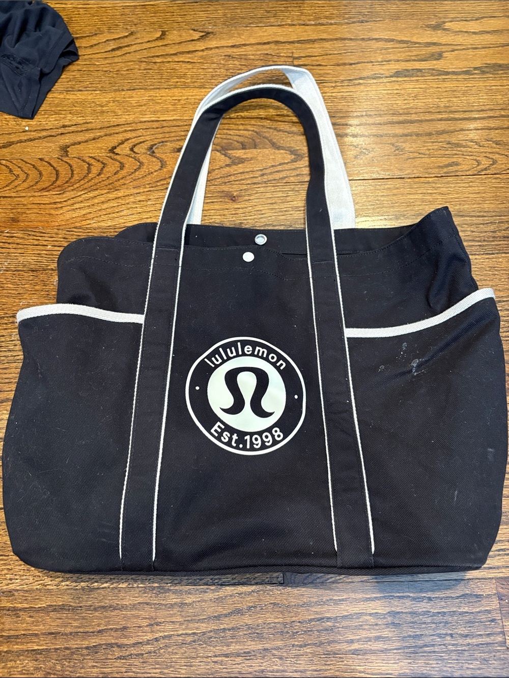 lululemon athletica Black Tote Bag with White Trim